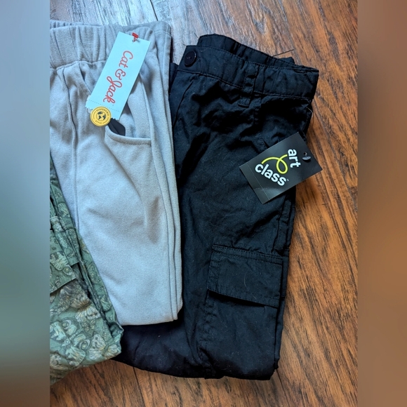 Girls Lot Pants- Art Class / Cat & Jack Girls S Cargo Pants - Black, Gray, Green - Picture 3 of 14